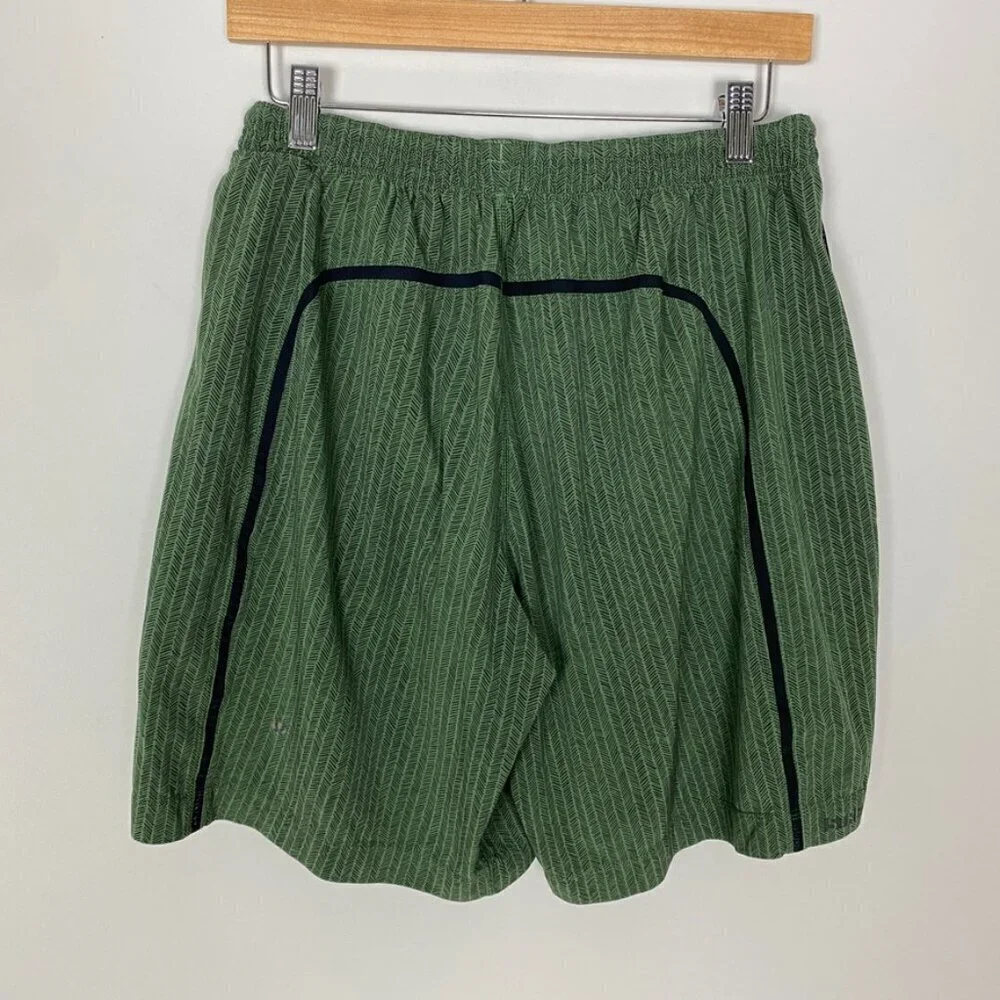 Lululemon Pace Breaker Lined Shorts Green Mens Large Drawstring Athletic Active